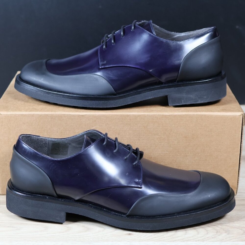 Robert Clergerie Derby Shoes Mens Size 9.5 Purple Black Patent Leather France